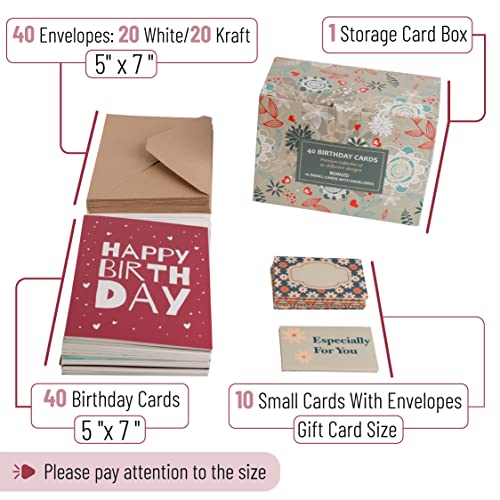 Mpfy- Birthday Card, Pack Of 40 Unique Designs With Envelopes And Bonus 10 Gift Cards, Gift Cards, Gift Card Birthday, Gift Cards With Envelopes, Happy Birthday Card #TOP2