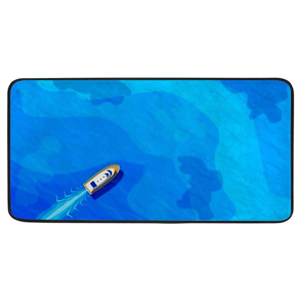 Tapis de cuisine en polyester bleu mer 100x50 cm CHEHONG pour couloir et maison