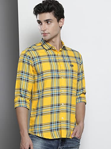Image of The Indian Garage Co Men Slim Fit Checkered Full Sleeves Spread Collar Casual Shirt
