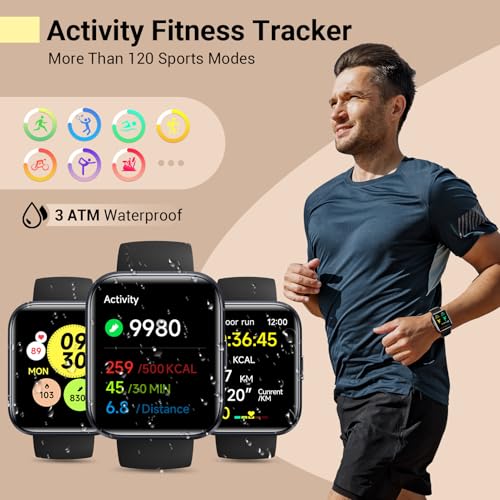 Image of Smartwatch for Women /Men, Compatible with Android & iPhone, 1.8'' Fitness Tracker Watch with Alexa, Call & Notification Alerts, Heart Rate & Sleep Monitor, 120 Sports Modes, Waterproof Smart Watch