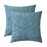 CaliTime Cozy Throw Pillow Covers Cases for Couch Sofa Home Decoration Solid Dyed Soft Chenille 18 X