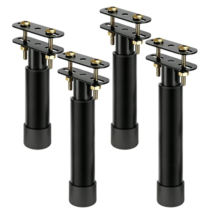 Patas de cama ajustables en altura de 12-18 cm para somier de láminas, 4 piezas negro