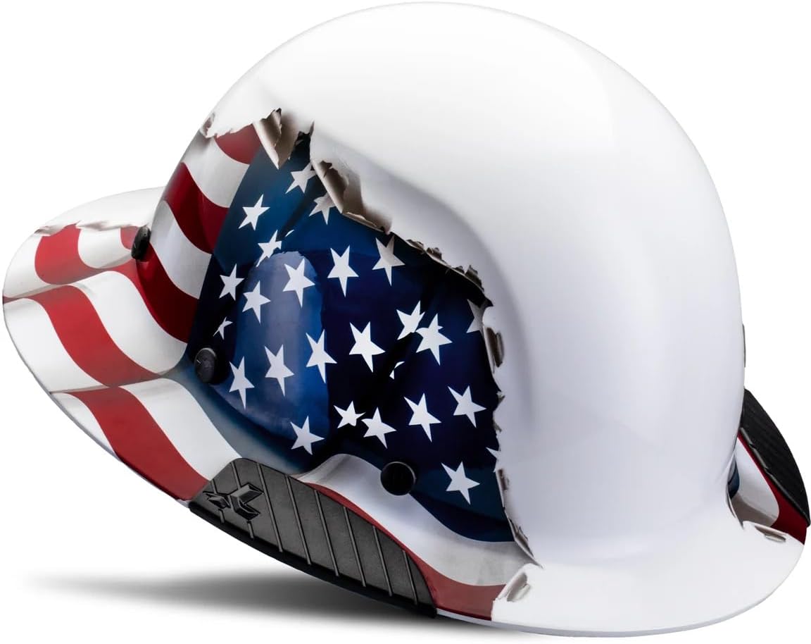 LIFT Safety HDF-24AF DAX Fiber Resin Full Brim Hard Hat (American Flag) with Tote Bag