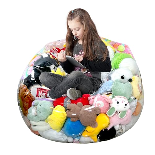 BOY MCOWBOY Clear Stuffed Animal Storage Bean Bag Chair Cover for Kids, Extra Large Waterparoof...