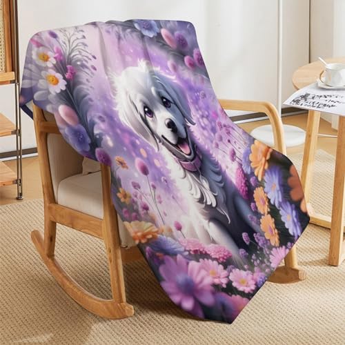 Couverture douce de qualité supérieure en flannel motif chien 100x130