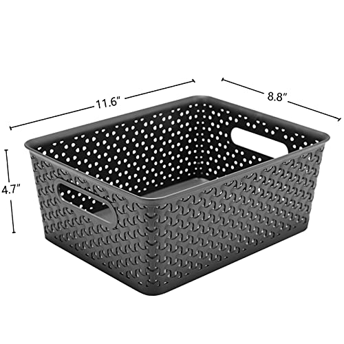 Aebeky Plastic Storage Basket,Medium Weave Basket Organizer,4-Pack (Grey) #TOP1