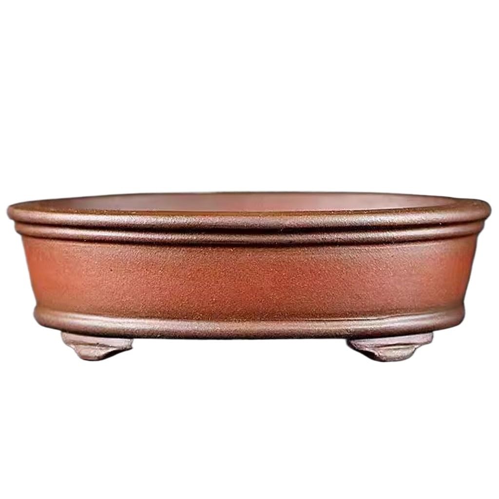 GELASIGE Flower Pots Purple Clay Flower Pot Bonsai Miniature Pot Handmade Antique 12cm Oval Miniature Pot Outdoor Flower Pots