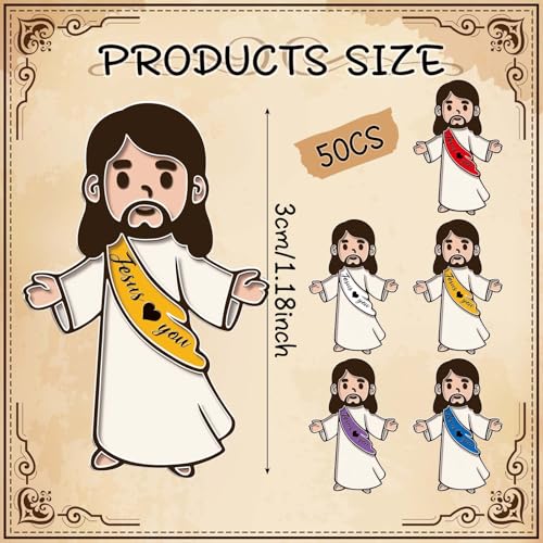 50 Pcs Religious Jesus Pins Bulk Christian Lapel Pins Mini Jesus Love You Brooch Religious Badges Gifts for Clergy Appreciation Gift Church Sunday School Christmas Baptism Party Favors2