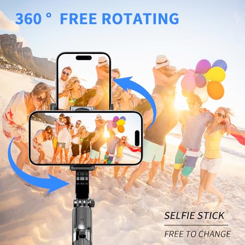 Selfie Stick Head Stabilizer, 360° Swivel Tripod with Wireless Remote, Portable Cell Phone Holder, Self-Balancing Single-Axis Head for Smartphones Tiktok Vlog Youtuber Live Video Recording by irianu - Image 3