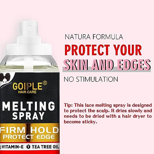 Lace Melting Spray Glue-Less Hair Adhesive for Wigs, Lace Bond Adhesive Spray Wig Melting Spray for Closure Front Extensions, Melting Spray for Lace Wigs Natural Finishing Hold Protect Edge Kit - Thumbnail 2