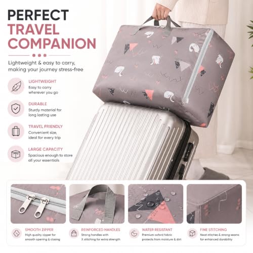 Image of Zollyss Foldable Storage Bag for Clothes & Blankets, 58 x 40 x 23 cm | Large Capacity Oxford Fabric Organizer with Handles & Zipper