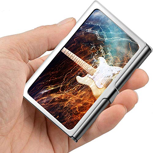 Jazz Rock Cool Electric Guitar for Boy Portable Business Card Holder Business Card Holder Wallet Professional Metal 381x 27 X 029 Inches Business Card Holders for Men