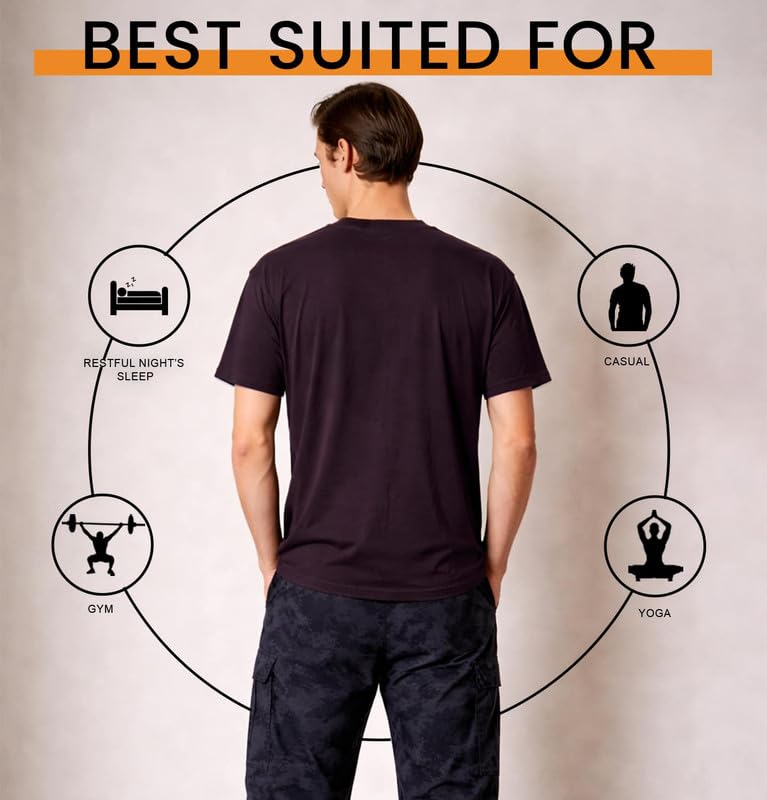 Image of Sleepynuts Men's Regular Fit Round Neck Half Sleeves Solid Casual Wear T-Shirt