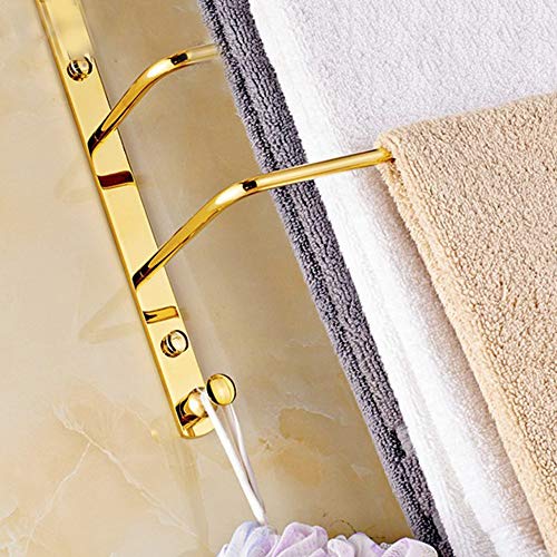 Toallero de latón con 3 niveles y 2 ganchos en color plateado para pared de baño 4