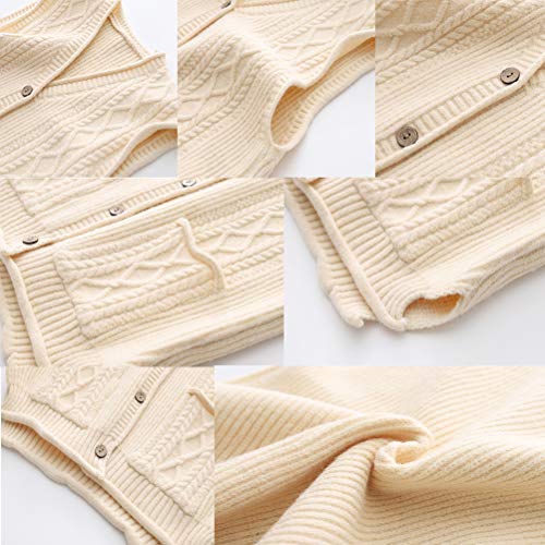 Minibee MY182-BEIGE-L Women'S Sweater Vest Casual Sleeveless Cardigan V-Neck Button Down Cotton Vest thumb #3