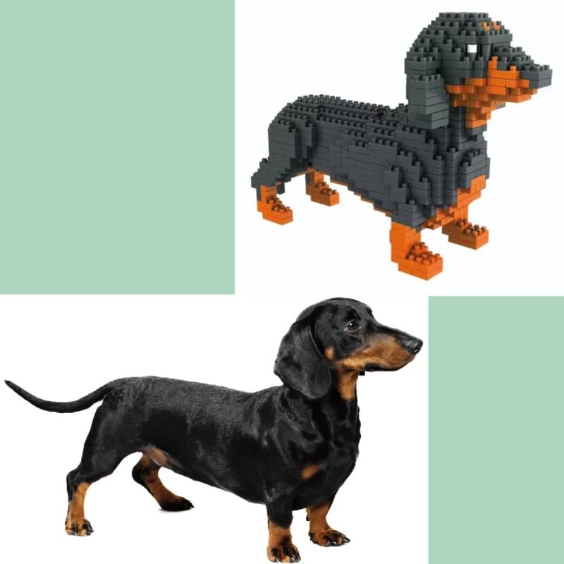 Atomic Building Wursthund oder Dackel, Figur zum Zusammenbauen mit Nanoblocks, 898 Teile