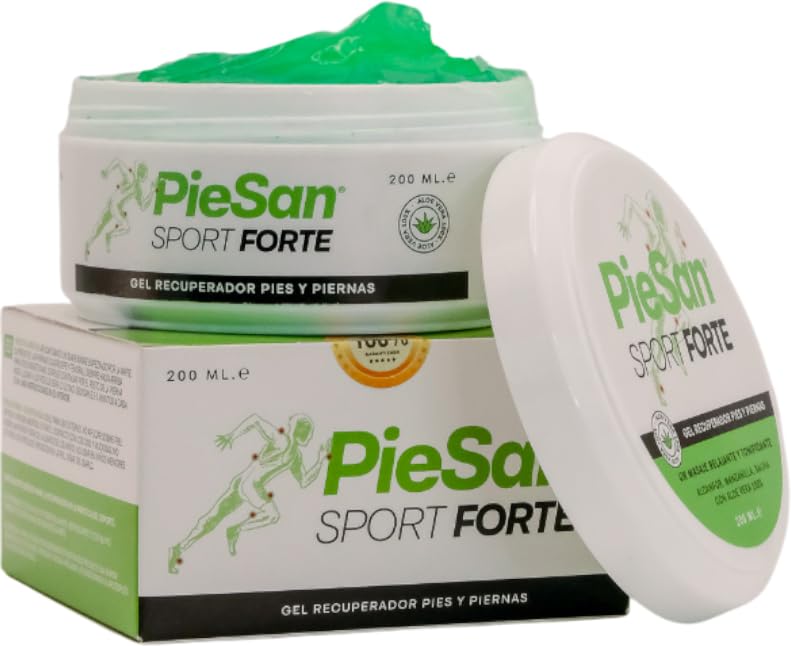 Piesan Sport Forte Gel Recuperador Pies y Piernas. Con Aloe Vera, Alcanfor, Manzanilla y Salvia. Tarrina 200 ml