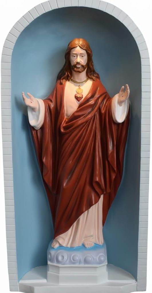 Blessed Mother Grotto and Statue, One-Piece, Virgin Mary Madonna Grotto and Garden Statue, 36" Height