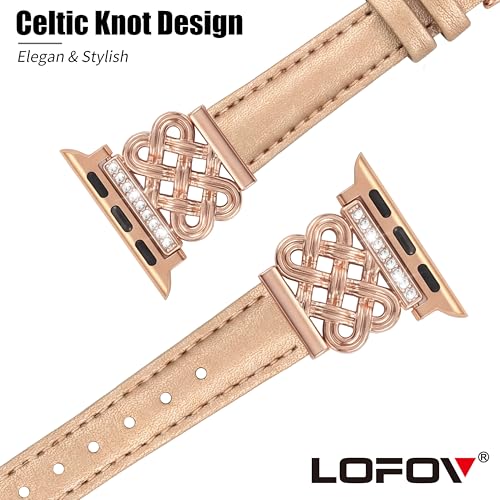 Image of Compatible with Apple Watch Bands Women 38 /40 /41 /42mm Dressy Slim Leather Strap with Designer Celtic Knot Interlock Buckle Bracelet for iWatch Series 11 10 9 8 7 6 5 4 SE 3 2 1