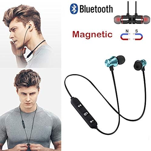Auricolari stereo wireless con Bluetooth sportivi magnetici per musica con microfono per corsa ciclismo palestra viaggio black box blue earphone Auricolari stereo wireless con Bluetooth sportivi magnetici per musica con microfono per corsa ciclismo palestra viaggio black box blue earphone
