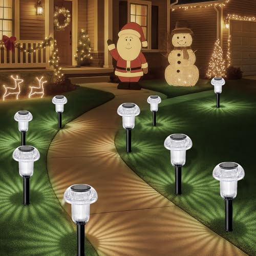 TiooDre Solar Garden Lights, 6 Pack Solar Lights Outdoor Garden Stake Waterproof Path Light, Auto On/Off Outdoor Pathway Lighting for Yard Walkway Driveway Landscape Decor