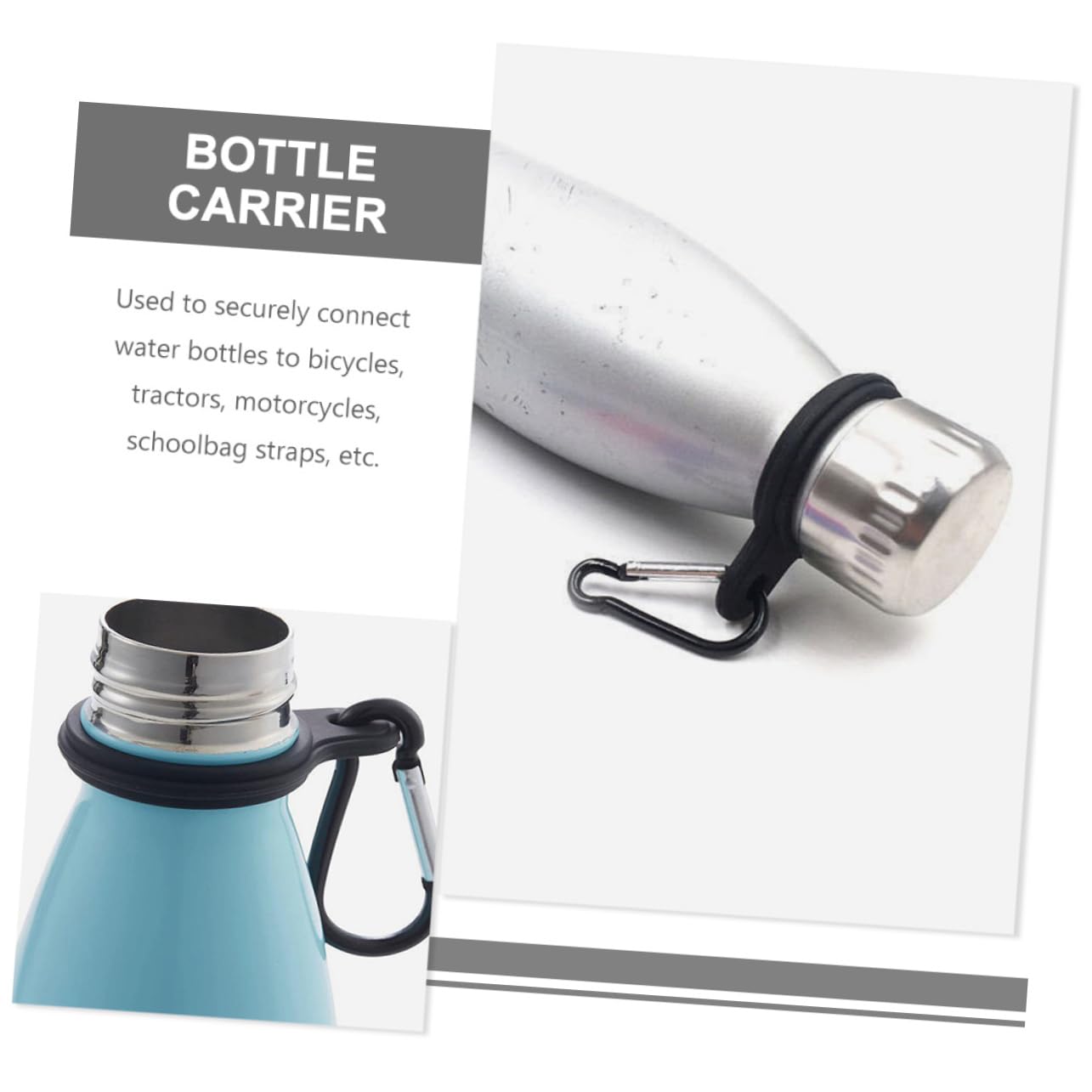 UPKOCH Wasserkocher-aufhänger Groß Wasserflasche Mit Träger Haken Schlüssel Sport Wandern Fitnessstudio Tragen Tragbar Wasserflaschen Flaschenregal Kieselgel Schwarz