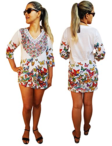 Saída de Praia Bata Blusão Camisão Estampado Indiano