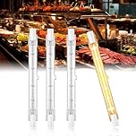 BrightArk 4 Pack 300W Heat Lamps, 118MM R7S Halogen Food Heater Bulbs for Buffets, Kitchens