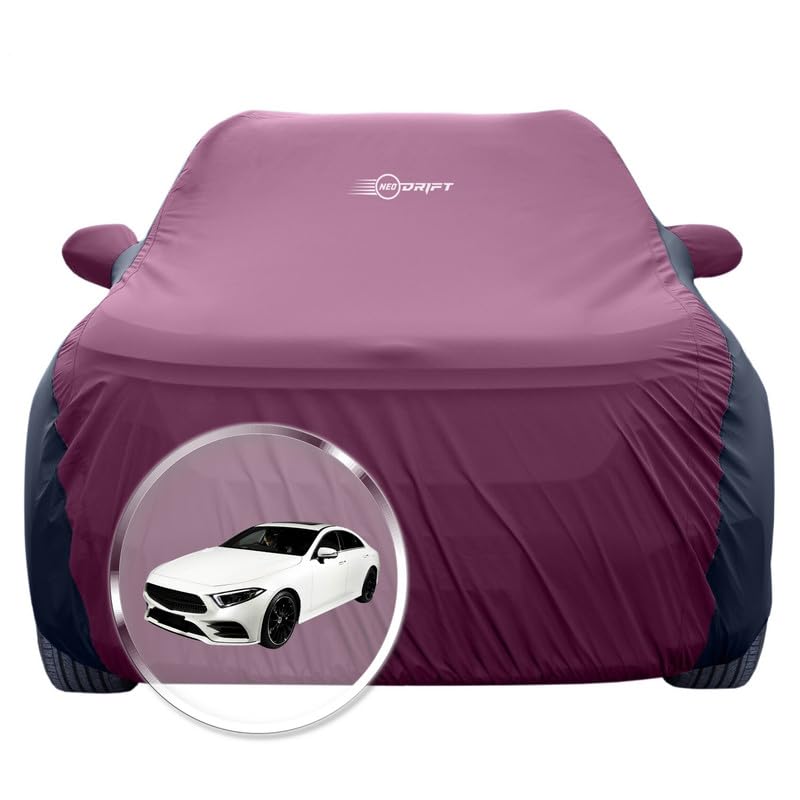 Image of NEODRIFT 'SuperTech' Car Cover for Mercedes CLS (100% Water-Resistant, All Weather Protection, Tailored Fit, Multi-Layered & Breathable Fabric) (Colour: Maroon+Black)