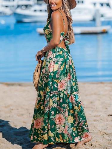 Image of CUPSHE Women's Maxi Dress Floral Print Twisted V Neck Sleeveless Long Dress Summer Casual Dress