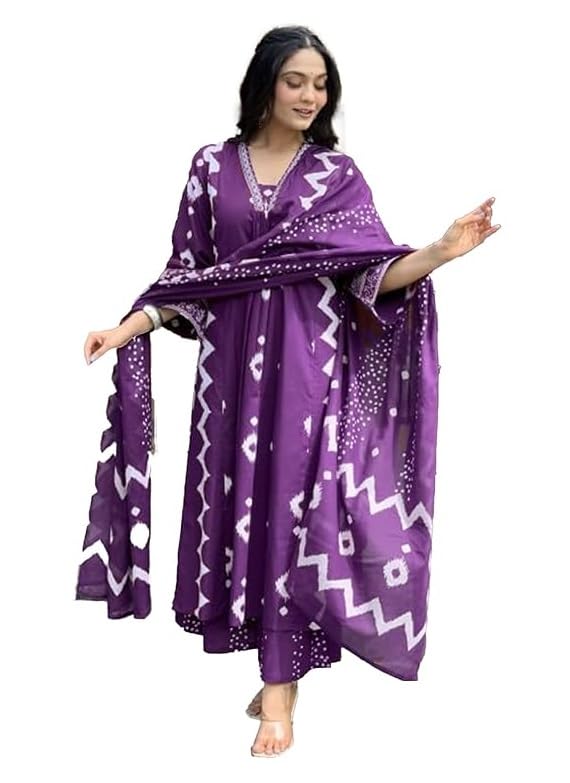 Image of KLOSIA Viscose Women Printed A-Line Kurta Pant with Dupatta