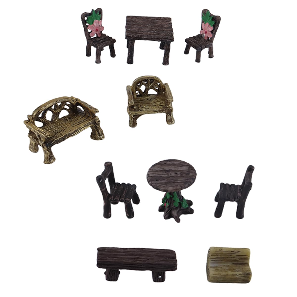 Durlo 10PCS Miniature Garden Accessories - Fairy Garden Table & Chair, DIY Landscape Decor