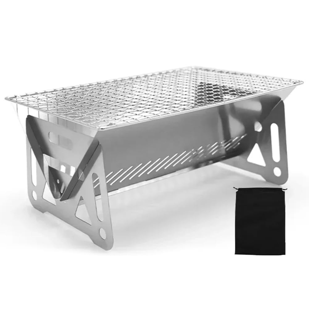 Hndhbfgrt Portable Mini Barbecue Grill - Stainless Steel Charcoal Stove for Outdoor Picnics and Camping