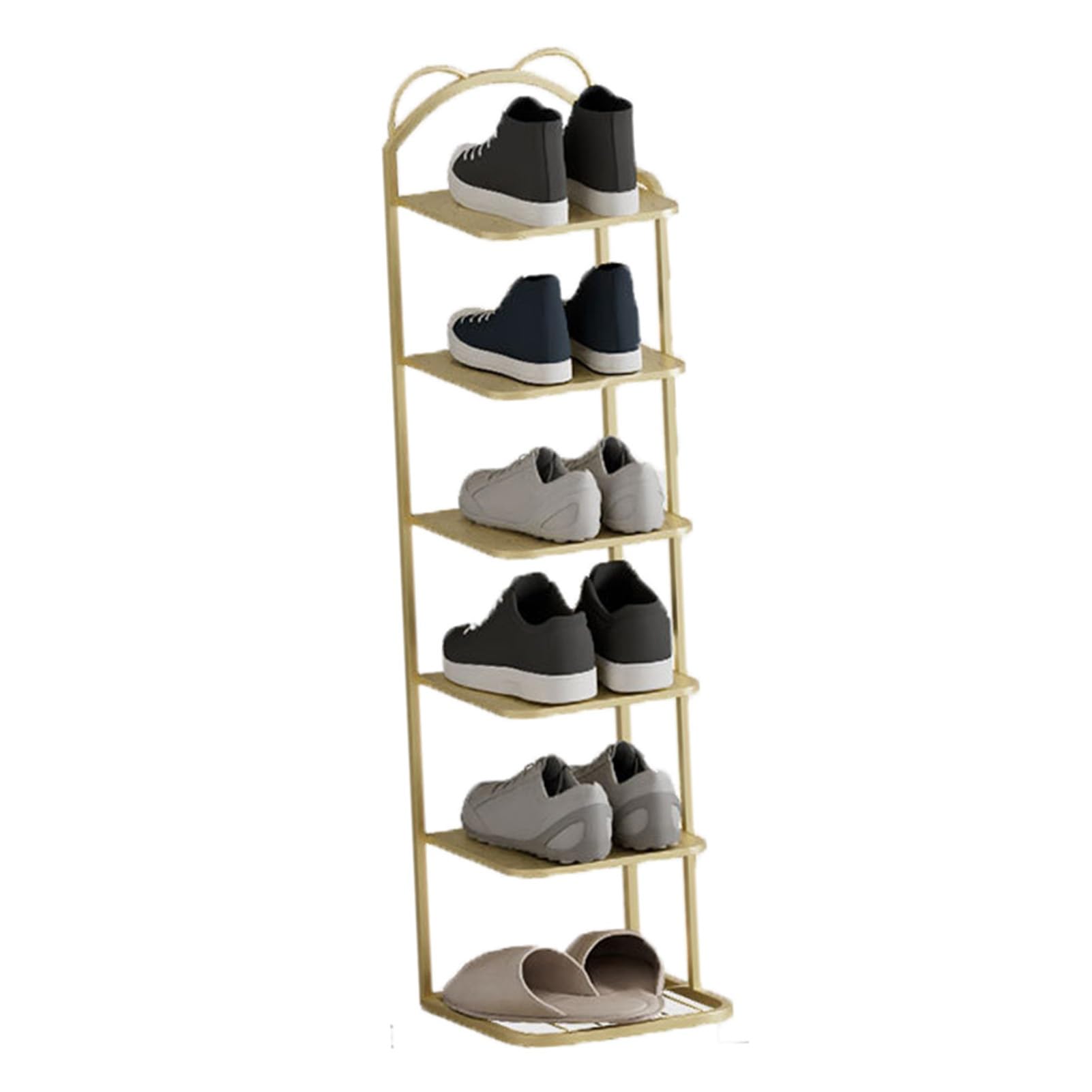 Étagère à chaussures d'angle pour l'entrée et le dortoir, un rangement compact à 6 niveaux dorés