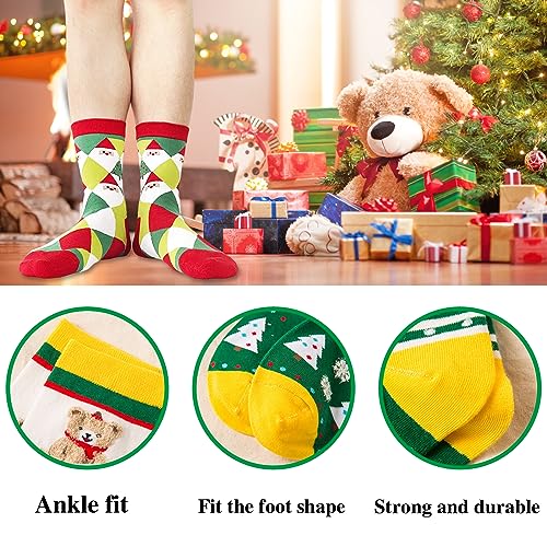14 Pairs Women's Christmas Socks,Novelty Colorful Patterns Socks,Xmas Cotton Socks for Girls,Holiday Gifts,Home Sleeping3