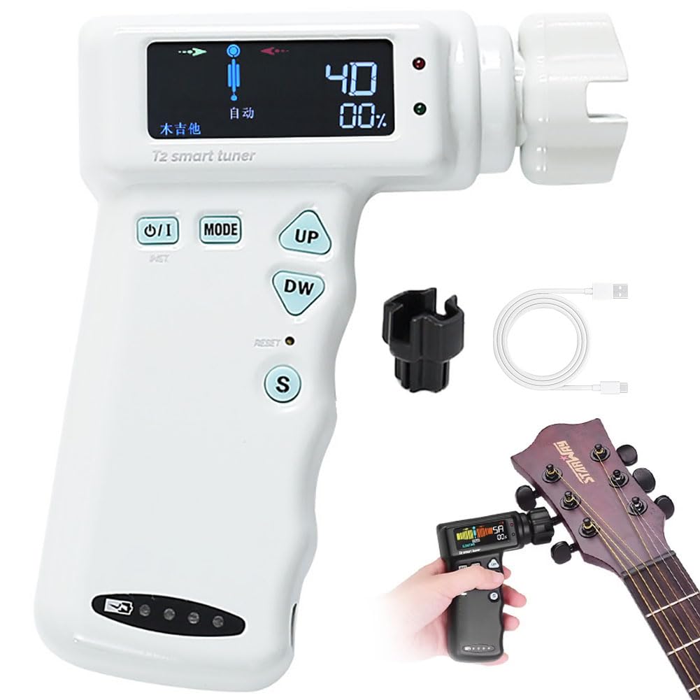 Accordatore intelligente per chitarra, accordatore elettrico automatico professionale con display LCD a colori, batteria al litio integrata da 2600 mAh, multifunzionale per chitarre e ukulele
