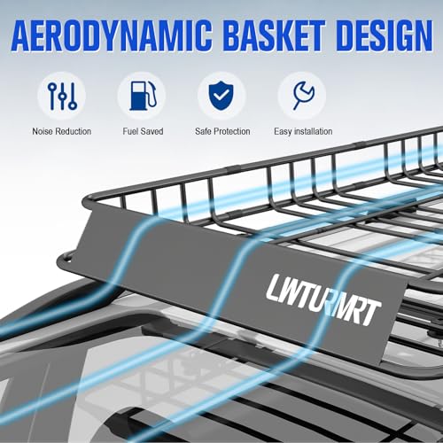 Image of LWTURMRT 54 inch x 36 inch Roof Rack Cargo Basket, 300LBS Universal Rooftop Cargo Carrier