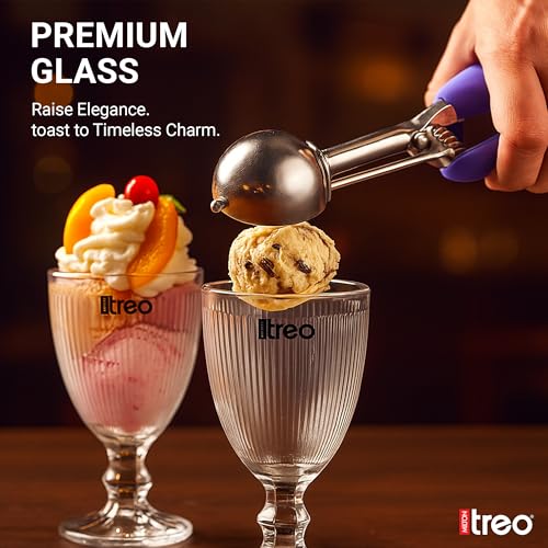 Image of Treo by Milton Victoria Goblet 300 ml I Tall Dessert Bowls with Wide Mouth for Easy scooping Ideal for Serving Sundaes ice Cream or Layered Desserts I for cafes, Parties, or Treats at Home I Set of 6
