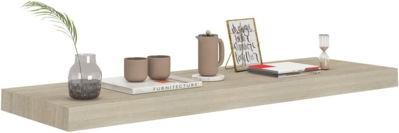 Honeycomb Wall Shelves Set of 4 - Oak MDF Floating Shelves, 31.5 Inch Long, Modern Minimalist Decor for Living Room, Bedroom, Office