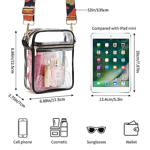 Image of Clear Crossbody Bag Stadium Approved,Adjustable Shoulder Strap Clear Crossbody Purse for Concerts,Sports Events