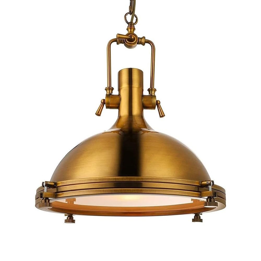 FEITENGDA Modern Industrial Metal Pendant Light Vintage Dome Iron Art Hanging Lamp with Frosted Interior Mid Century Decor Chandelier for Dining Room Kitchen Foyer bar