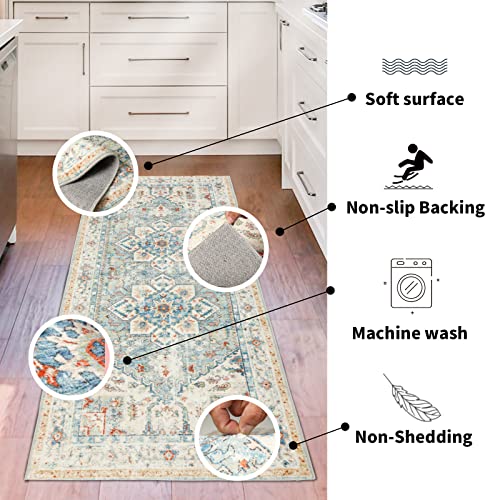 Lbris Washable Runner Rug,2'6''X6',For Hallway Laundry Room Kitchen Entryway Bathroom,Non Slip Rug Runners With Rubber Backing,Non Skid Stain-Resistant Non Shedding Durable Runners(Vintage) #TOP2