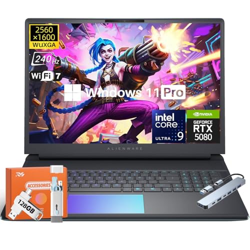 Image of Alienware 16 Area-51 Gaming Laptop, RTX 5080 16GB GDDR7, Intel 24-Core Ultra 9 275HX (5.4GHz), 16 inch QHD+ 240Hz 500Nits Display, 64 GB DDR5, 4 TB SSD, Wi-Fi 7, 4K Camera, Win11 Pro, RGB Keyboard