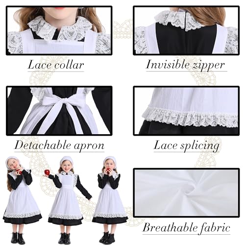 Disfraz completo estilo sirvienta victoriana para niña miniatura 5