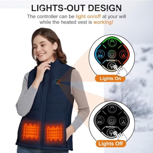 Image of KOVNLO Women's Heated Vest, (Battery Not Included) Smart Controller with Lights Out, Electric Heated Jackets