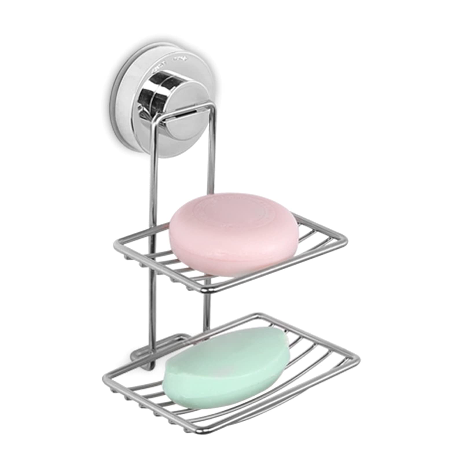 Elnwnnkc Soap Holder Strong Suction Cup Double Layer Storage Rack Rust Proof Wall Mounted Basket Soap Box for Bathroom