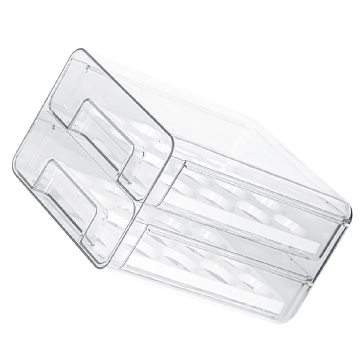Cajón para Guardar Huevos de Doble Capa, 32 Compartimentos Pet | Organizador Huevos Frigorifico, Cajón Deslizante Transparente, Ventilación