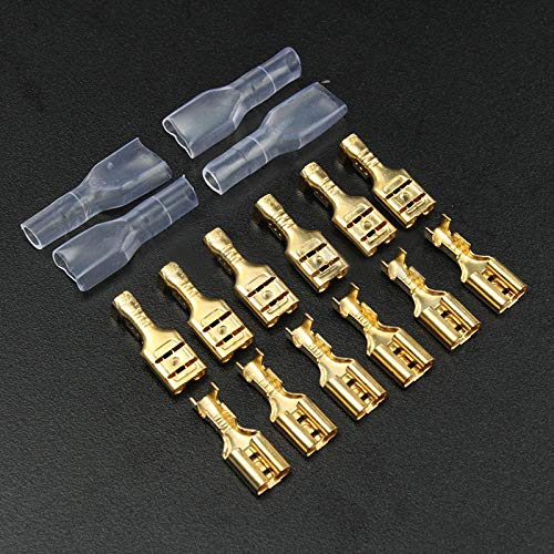 200 pcs Electrical Insulating Sleeve Wire Wrap Connector Gold Female Spade Crimp Terminal 22 to 16 AWG 4.8mm