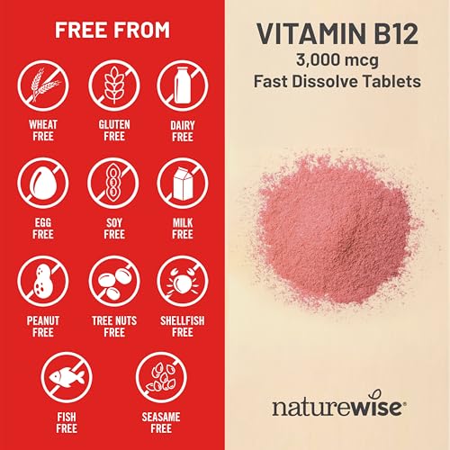 NatureWise Vitamin B12 3000 mcg Sublingual Tablets - Fast Dissolve B12 for Energy & Metabolism Support - Cherry Flavor - Vegan, Non-GMO, Gluten Free, USA Manufactured - [50 Tablets - 50-Day Supply] - image 9