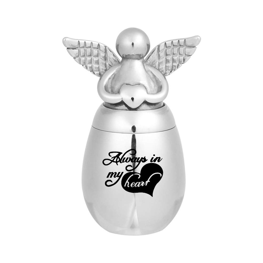 Your Wings were Ready, But My Heart was Not - Small Keepsake Urns for Human/Pet Ashes, Mini Cremation Urns for Ashes Stainless Steel Memorial Ashes Holder (Urn-11)